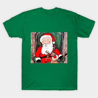 Santa Claus and Rudolph takes a nap before Christmas T-Shirt